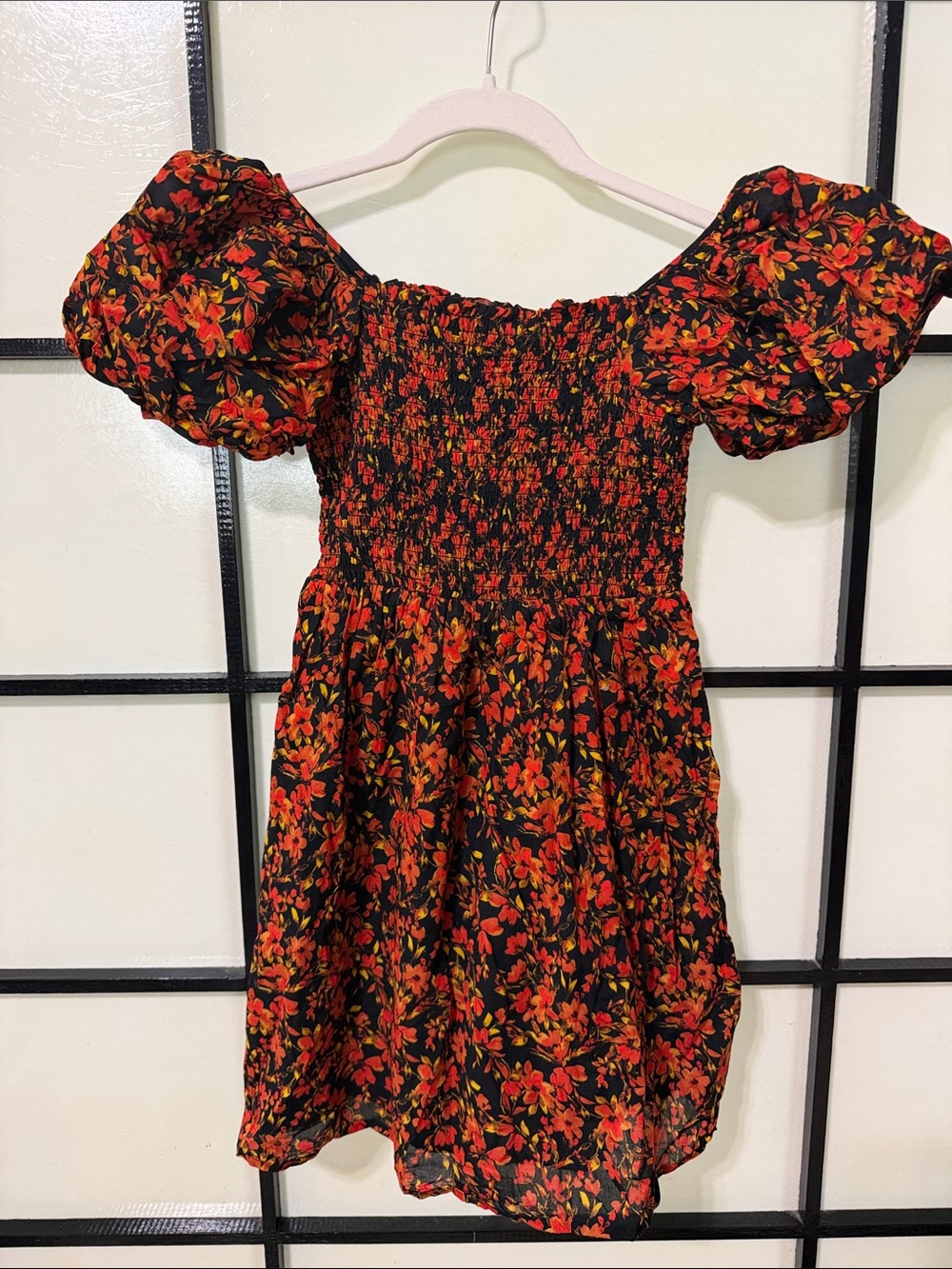 GAP Black Dress with Red and Orange Floral Print